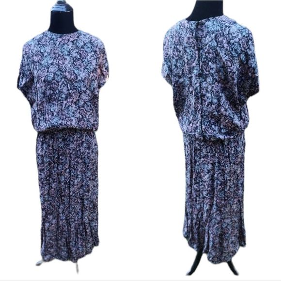 Vintage sketched floral dress - Picture 3 of 5